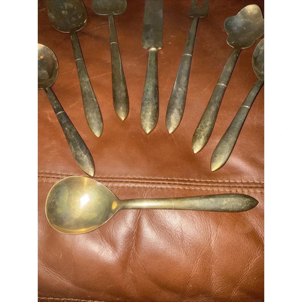 Vintage Brass 8 Piece Serving Set flatware